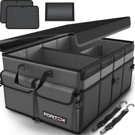 FORTEM Trunk Organizer For SUV Car Trunk Organizer, Foldable Storage, Car Accessories for Women Men, Collapsible Bag, Perfect Christmas Gifts, 600D Oxford, Non Slip Bottom, Straps, Soft Cover (50L)