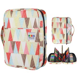 YOUSHARES Colored Pencil Case 220 Slots Pen Case Organizer with Handy Wrap & Zipper, Multilayer Holder for Prismacolor Colored Pencils & Gel Pen (Triangular)