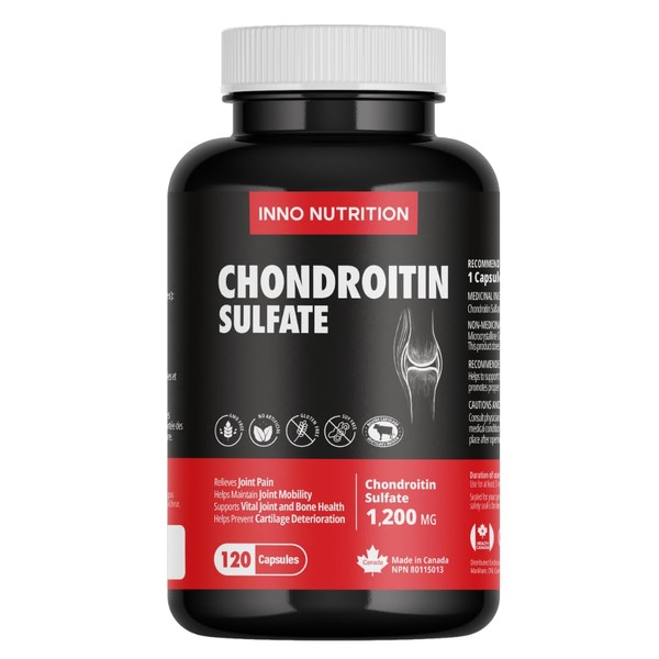 Chondroitin Sulfate 1,200mg, 120 Capsules, Triple Strength, Relieves Joint Pain & Osteoarthritis, No Preservatives, Non-GMO, Gluten-free, Made In Canada