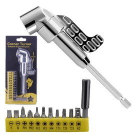 105 Degree Right Angle Drill Adapter Kit, Upgraded Corner Tool Screw Hub Including 12Pc Multifunctional Screw Bits Suitable for Home and Workshop Varity of Tight Space Drilling Screwdriving (Long)