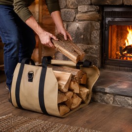 Portable Durable Firewood Storage Bag Sturdy Buckle Easy to Carry Outdoor Camping Firewood Holder Wood Carry Bag
