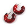Small Acrylic Thick Half Hoop Earrings with Marble effect in