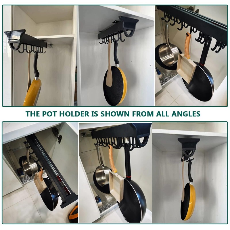 amhyicho Hanging Pot Rack with 10 Hook for Cabinet 22"