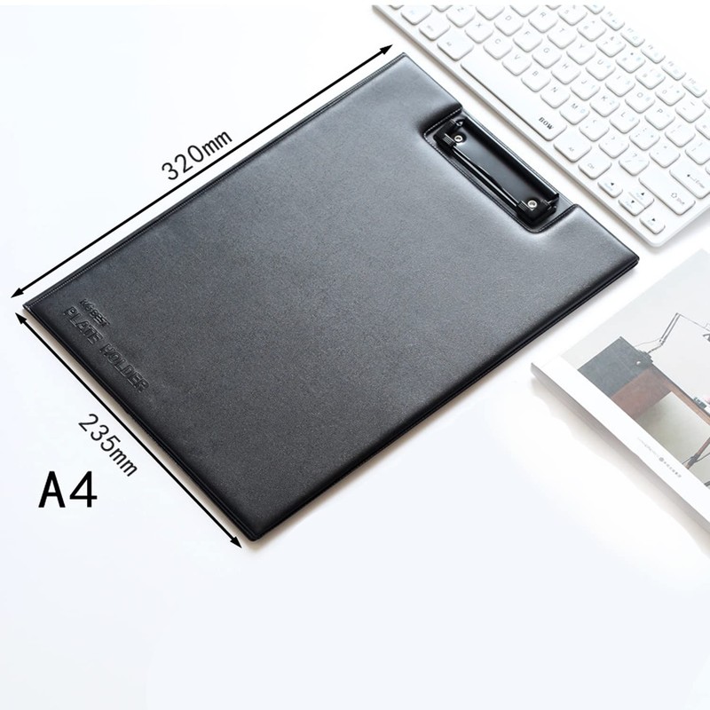 Black Leather Clipboard Folder, PU Board Clip, A4 Folder Suitable