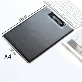 Black Leather Clipboard Folder, PU Board Clip, A4 Folder Suitable for Office, School and Restaurant, Sturdy 12.5 x 9.3 Inches Can Hold 100 Sheets