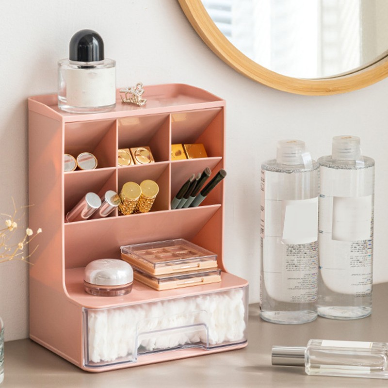 Desktop Storage Box Multi Compartments Pencil Sundry Holder with Drawer