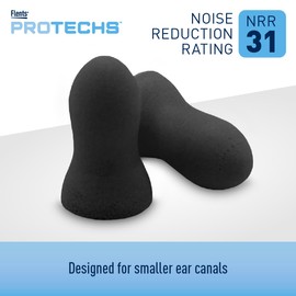 Flents Protechs Real Quiet Foam Ear Plugs for Small Ear Canals, Soft, Comfortable Hearing Protection for Sleep, Work, Travel & Loud Noise, NRR 31, Easy to Use, Black, 10 Pairs