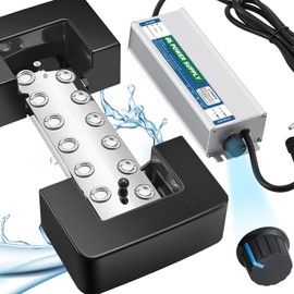 Mxmoonant 12 Head Adjustable Ultrasonic Mist Maker Fogger, 0-8400ml/H Pong Mister, 400W Power Supply w/Float & Replacement Ceramic Discs for Increasing Atmosphere Humidify