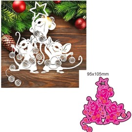 3 pcs Animal Mouse Metal Die Cuts, Christmas Wedding Love Mouse Bowtie Cutting Dies Cut Stencils for DIY Scrapbooking Album Decorative Embossing Paper Dies Card Making