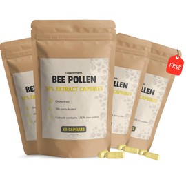 Cupplement Bee Pollen 240 Capsules 98% Extract 500 mg per Capsule - Bee Pollen - Powder - Honey - Vitamins - Immune System - Antioxidants - Energy Level - Vegan - Supplement - Superfood (Multipack)