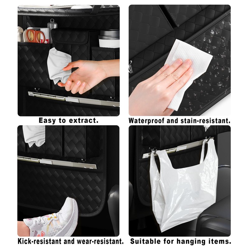 GMQ Back Seat Car Organizer 1 Pack,Backseat Organizer with Tray,Multifunctional
