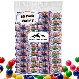 Snack Mountain Individually Wrapped Bubble Gumballs Variety Pack - 50 Count Fruity Gum Balls for Gumball Machine, Office Candy Jar - Bubble Gum Bulk, Gumballs Bulk with Assorted Flavors