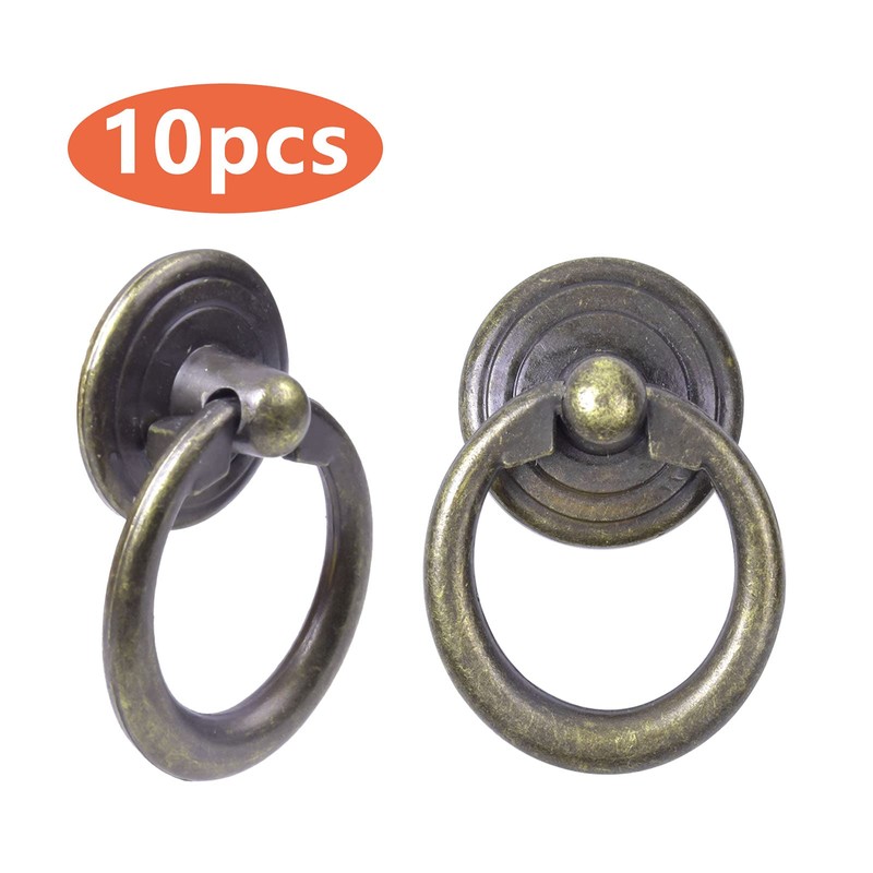 Dokpav 10 Pcs Ring Pull Handles Knobs, Antique Drawer Handles
