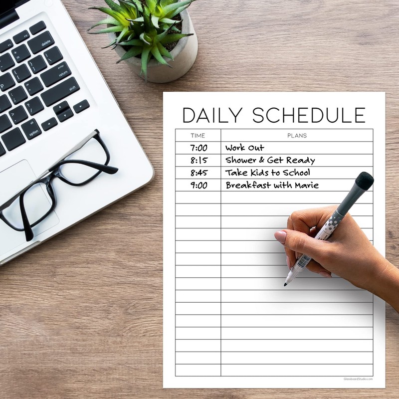 Dry Erase Daily Schedule Planner Sticker Decal by Glassboard Studio