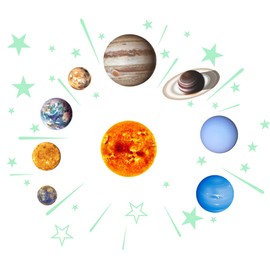 Luminous  Solar System Planets Fluorescent Wall Stickers Planets Stickers Ceiling Wall Decoration Stickers for Kids Rooms