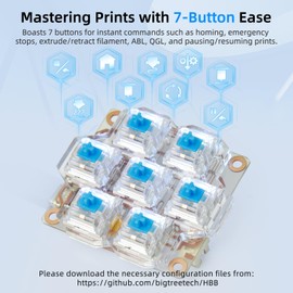 BIGTREETECH HBB Fe Hot-Key Button Board Quick Control Keyboard with Preset Keys and RGB Lighting for Klipper Voron2.4/Trident/Switchwire 3D Printer Fit for BTT Pi 1/2 Manta M8P KNOMI, Transparent PCB