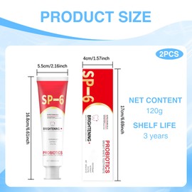 Bettinay 2 PCS SP-6 Probiotics Whitening Toothpaste, Probiotics Bright White Toothpaste for Deep Cleaning and Fresh Breath Oral Care