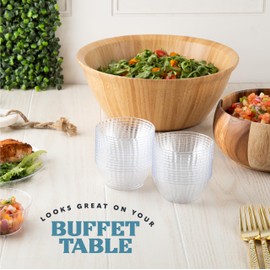 PLASTICPRO 30 Pack Crystal Like Clear Disposable Plastic Plates Dinner Dishes 6 ounce Bowls for Special Occasions Parties