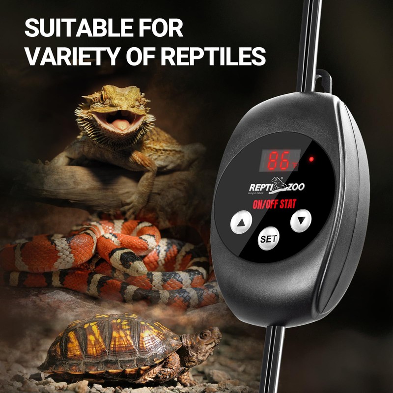 REPTI ZOO Reptile Thermostat Wide Range Temperature Controller Reptile Heat