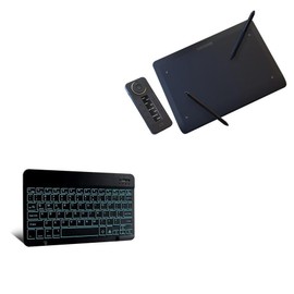 BoxWave Keyboard Compatible with Xencelabs Pen Tablet Bundle (Medium) - SlimKeys Bluetooth Keyboard - with Backlight, Portable Slim LED 7 Colors - Jet Black