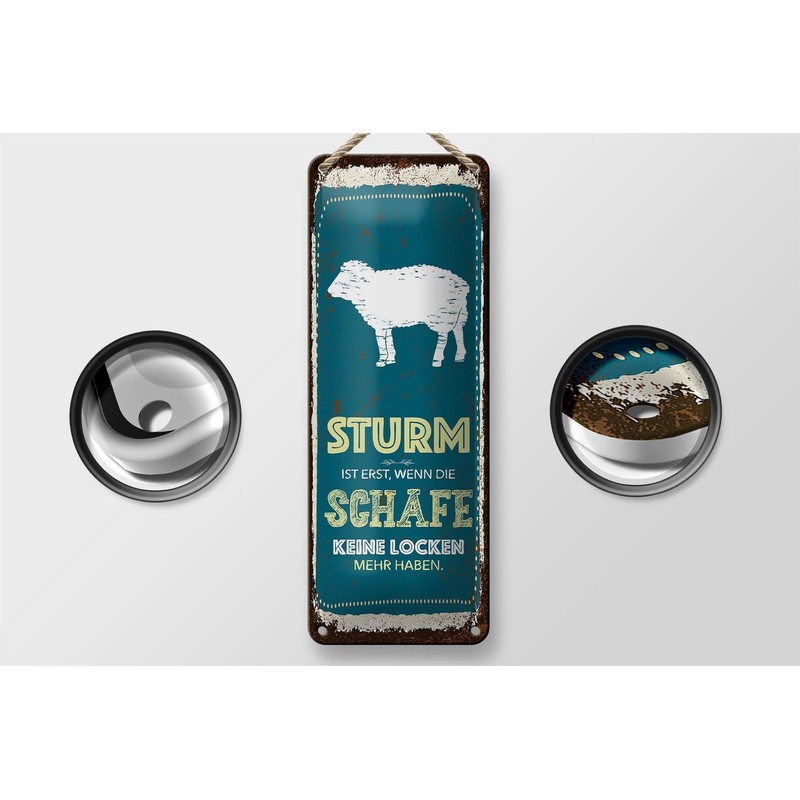 Femer Tin Sign with German Text "Sturm wenn Schafe keine