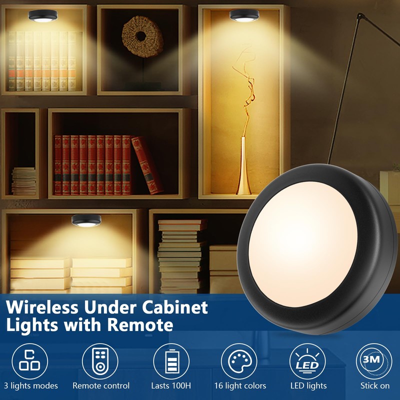 Yiliaw 12 Pack LED Puck Lights Remote Control 16 Color