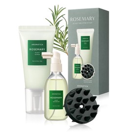 AROMATICA Rosemary Scalp Care Gift Set - Hydrating Scalp Treatment with Rosemary Enhancer, Rosemary Scalp Scrub and Dual Scalp Brush - Free from Sulfate, Silicone, and Paraben, Korean Hair Care.