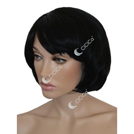 CiCiCa-“ABIGAIL”, Synthetic Full Wig, Layered Short Wig with Bangs, Black Wig, Heat Resistant Hair Replacement Wigs for Women Daily Use.