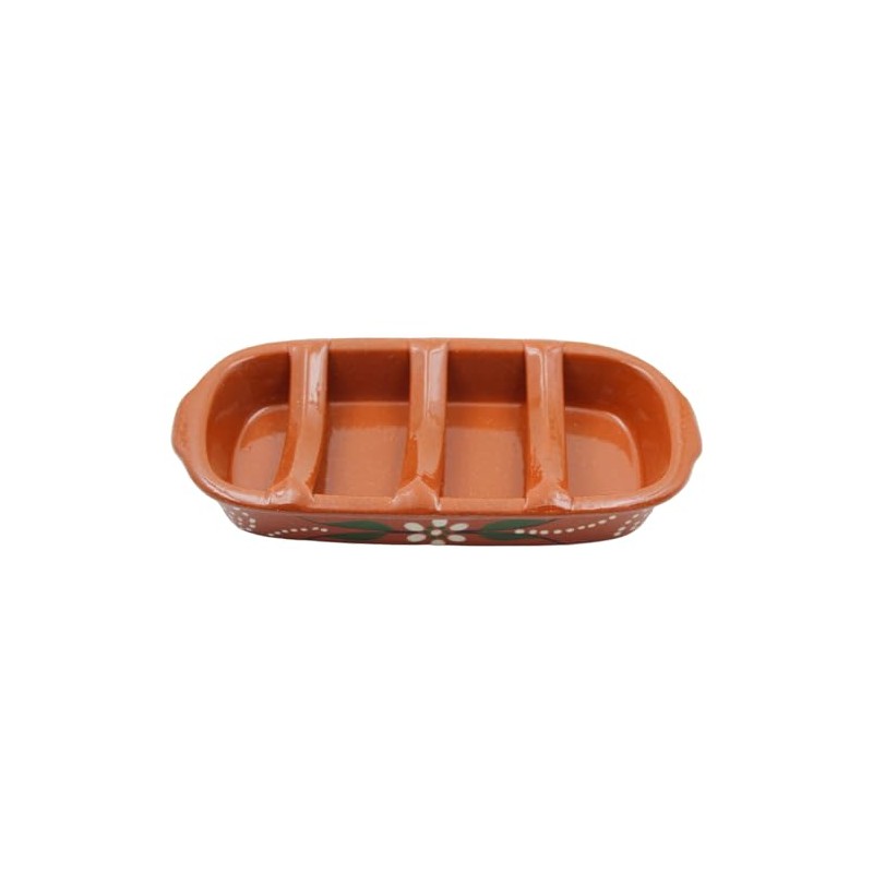 Hand-Painted Terracotta Rectangular Sausage Roaster, Made in Portugal