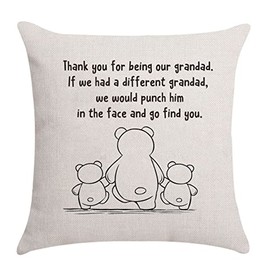 Aocaso Grandad Gifts from Granddaughter Grandson Grandpa Gifts Grandfather Gifts Cushion Cover Throw Pillow Cover Birthday Gifts (thank you for being our grandad)