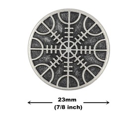 Bezelry - 12 botones de vástago de metal con patrón vikingo de Awe 23 mm (7/8 pulgadas) (plata antigua)
