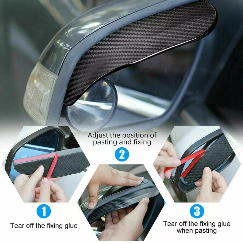2pcs Carbon Fiber Style Car Rear View Side Mirror Rain