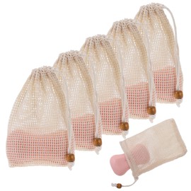 5 PCS Sisal Soap Bags with Drawstring Natural Fiber Soap Bags Organic Natural Soap Bags Exfoliating Soap Saver Pouch for Bath Shower Foaming, Drying Soaps