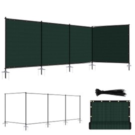 ECOOPTS 5'Hx4'L Privacy Fence Set with Poles and Rails Ground Spikes Fence Kit for Patio Garden Pool Yard (Green)