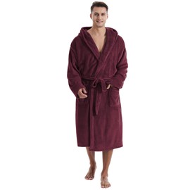 Yoimira Mens Robe with Hood, Plush Robe for Men Long Fleece Bathrobe Soft and Warm