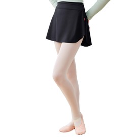 Phoeswan Ballet Skirt for Women, Pull on Elastic Waist Dance Skirt, A-Line Adult Ballet Skirt for Dancing, Ice Skating, Black, Small