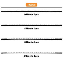AOBETAK Scroll Saw Blades with Pin, AOBETAK 16 Pieces, 10/15/18/24 Teeth, 127 mm, 5 Inch Scroll Saw Blades for Wood/Plastic/Foam/Soft Metal, Scroll Saw Accessories