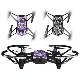 Skin Decal Wrap 2 Pack for DJI Ryze Tello Drone Cartoon Skull Purple Drone NOT Included
