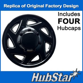 HubStar Hubcap Replacement for Ford Van 1998-2023, Gloss Black, Sturdy 16-inch Wheel Cover (1 Piece)