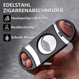 Funalix Zigarrenschneider, 1 Stück Edelstahl Zigarrenschneider,Wiederverwendbar Zigarren Doppelschnitt Klinge,Zigarren Werkzeug geeignet die meisten Größen von Zigarren (Schwarz)