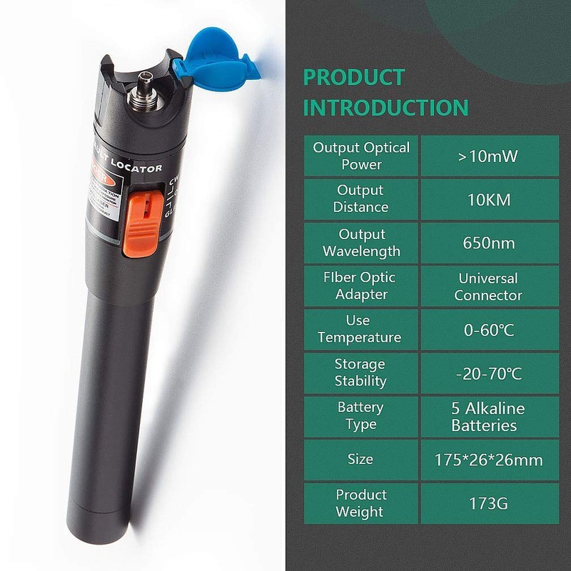 10Gtek 10mW Visual Fault Locator 10km with 2.5mm Universal Connector,