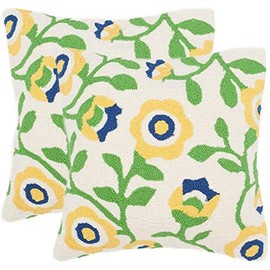 SAFAVIEH Pillow Collection 20-Inch, Provence Floral Sunshine Yellow, Indoor/Outdoor Throw Pillows (Set of 2)