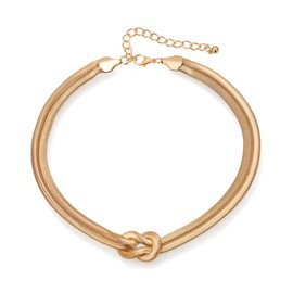 Ever Faith Gold Choker Necklace Adjustable Snake Chain Knot Necklace Hip Hop Jewelry Gifts for Women Girls