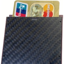 X HobbyWdiy Mountain Travel Men's minimalist wallet - ultra-thin RFID matte carbon fiber credit card clip and money clip, men's wallet, brown, One Size, Vip Card Storage Box Leisure Travel Card Bag