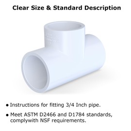 mychoiii 20 Pack White 3/4 inch Tee PVC Pipe Fittings Connector, 3 Way Furniture Build Grade SCH40 PVC Elbow Pipe Fitting for DIY PVC Garden Shelf Greenhouse Tent Connection
