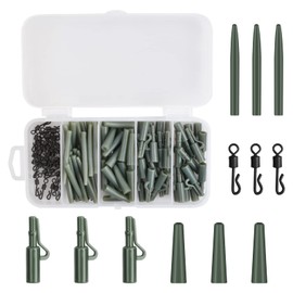 120-Piece Carp Fishing Accessory Set, Carp Fishing Tackle Box, with Safety Lead Clips, Tail Rubber Tubes, Quick Change Swivels, Anti Tangle Sleeves, Lead Clip Kit for Fishing Tackle (Green)