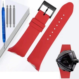 Kevisae Hamilton Men's H24655331 Ventura Black/Red Rubber Silicone Watch Band - Hamilton H24655331 Rubber Watch Band Strap