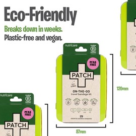 PATCH On-The-Go Natural Bamboo Adhesive Bandage Travel Kit for Sensitive Skin, Eco-Friendly Hypoallergenic Bandages, 29 ct