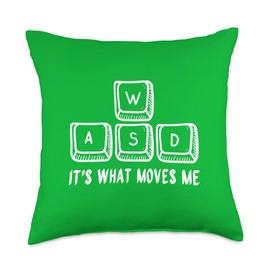 WASD RGB PC Gaming PC Gaming Keyboard Mouse WASD Gifts for Computer Gamers Throw Pillow, 18x18, Multicolor