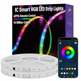 MFWW 100FT Strip Lights, Smart IC RGB LED Lights Multiple Colors on One Line, App+Remote Control, Timing, Multimodal, Music Sync, Color Changing Lights for Bedroom, Party Home Decor, (2 x 50ft)